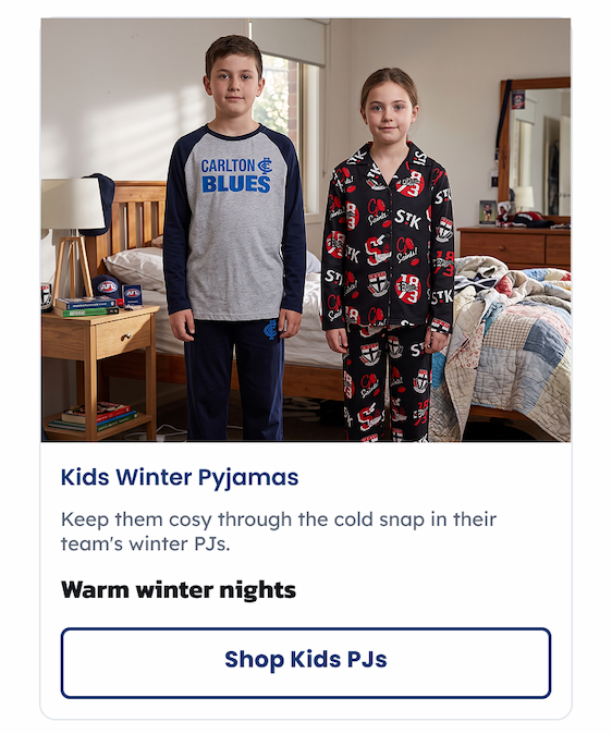 Two kids in a bedroom wearing Kid's AFL Pyjamas