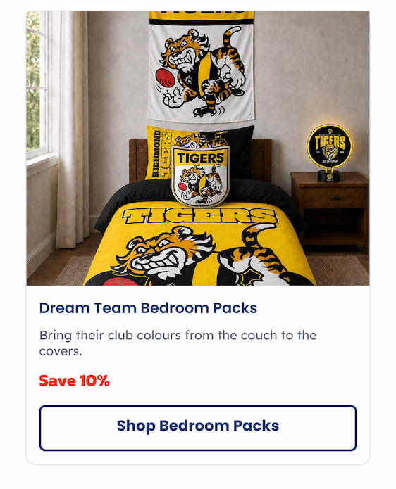 A child's bedroom, decked out with the Dream Team Bedroom Pack