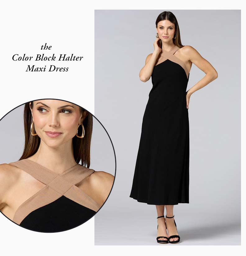 Shop Color Block Halter Maxi Dress