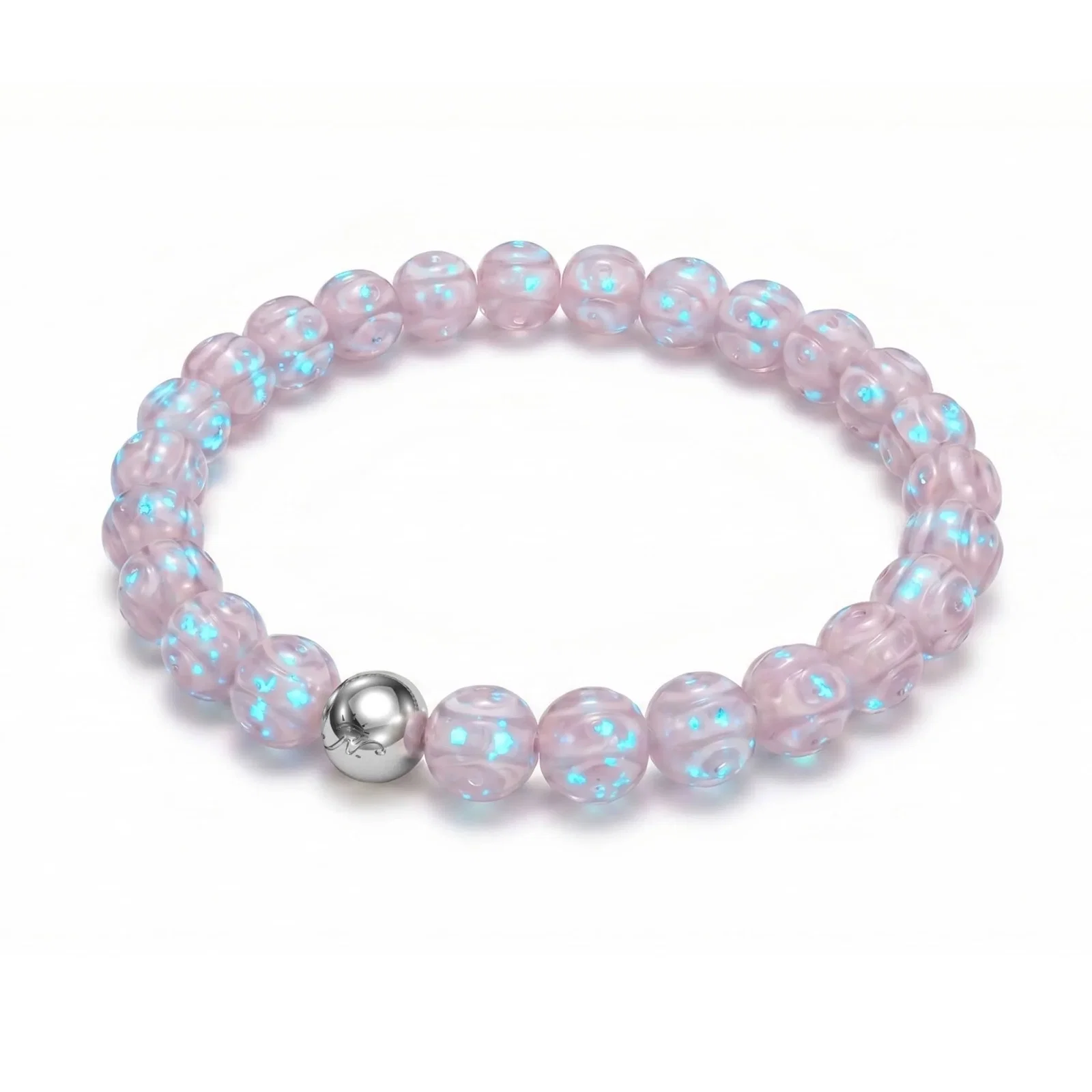 Image of NOGU Pink Wave | Firefly Glass Tide Bracelet in Pink White Silver