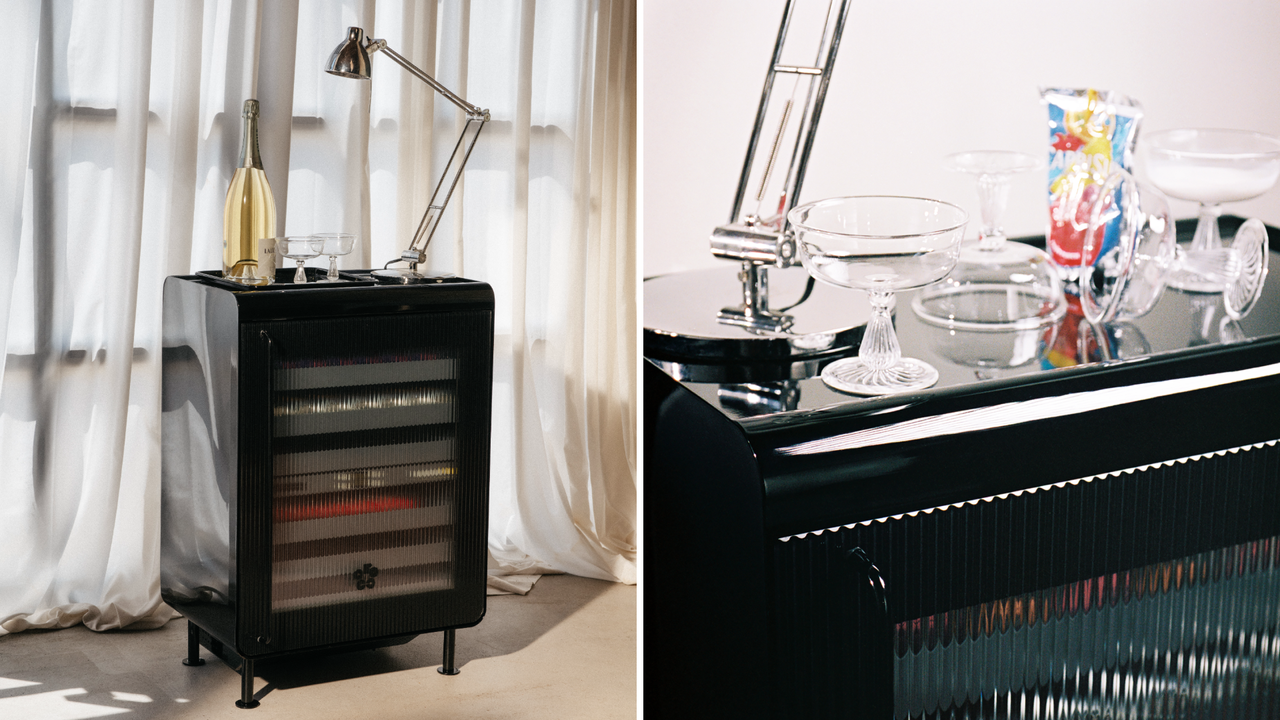 Black mini fridge