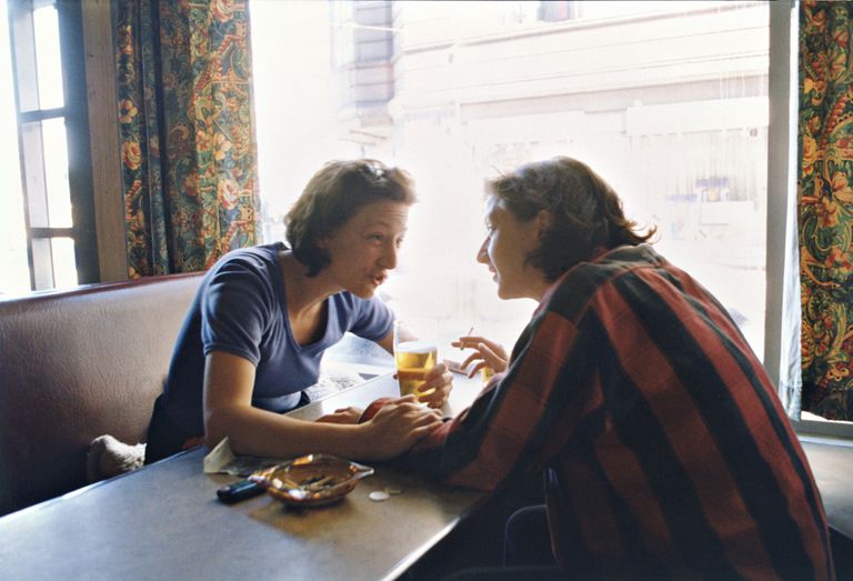 Photo of artist and her double
