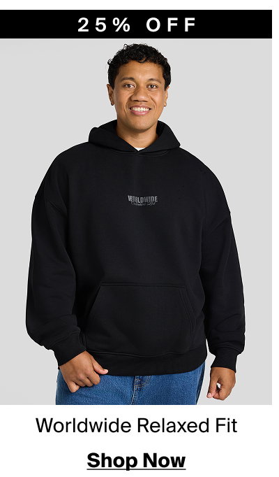 Black Worldwide Relaxed Fit Hoodie
