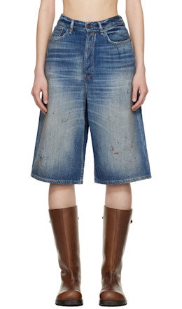 Navy Loose Fit Denim Shorts - Acne Studios