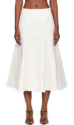 Off-White Sculptural Cotton Midi Skirt - Róhe