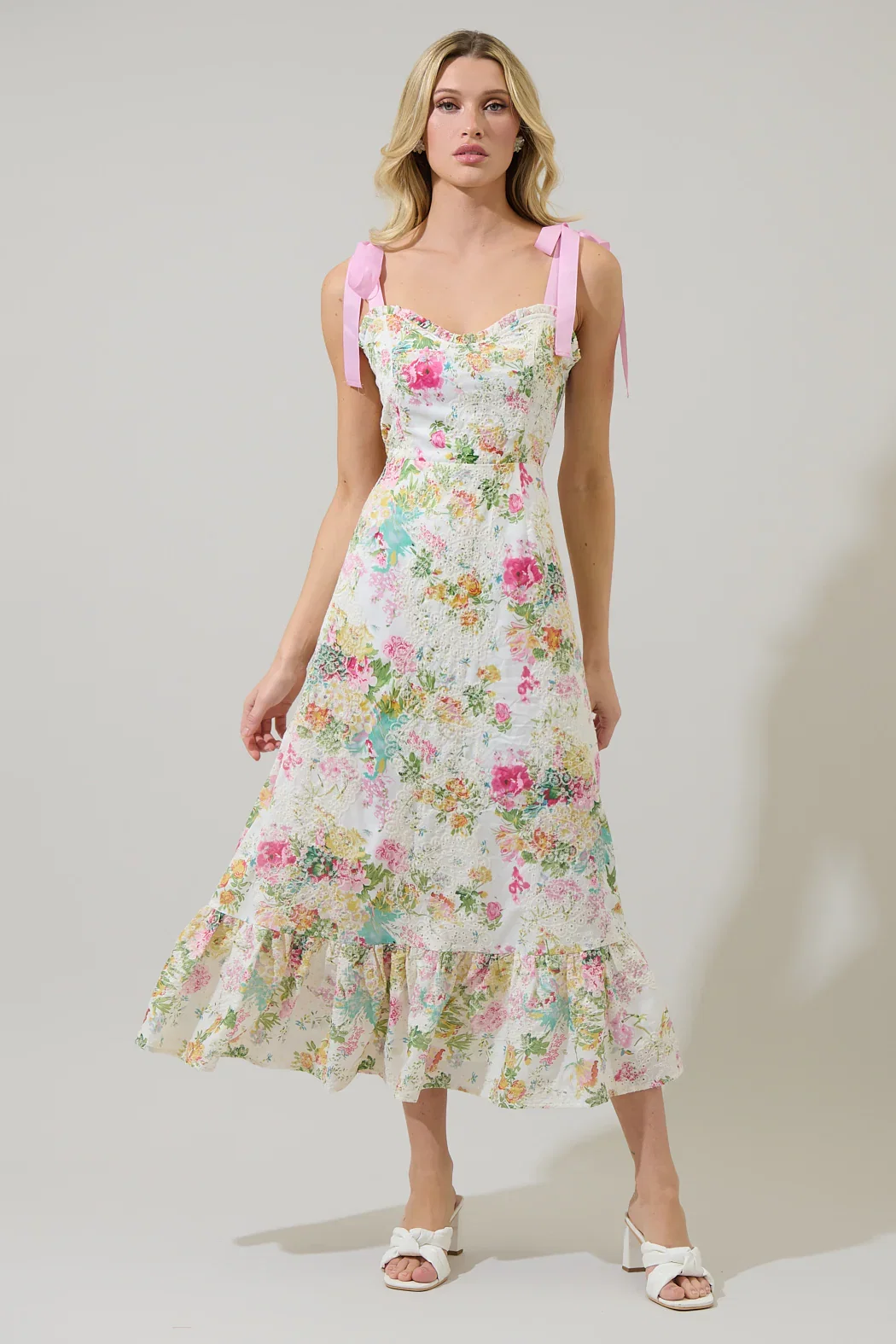 Image of Sommerset Floral Villa Eyelet Midi Dress