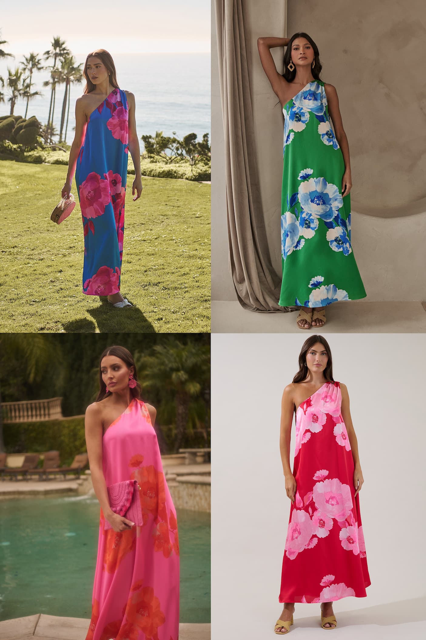 Glena Floral One Shoulder Maxi Dress