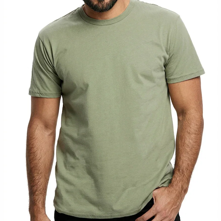 Image of "Fielder": Light Army Green Cotton Crew T-Shirt