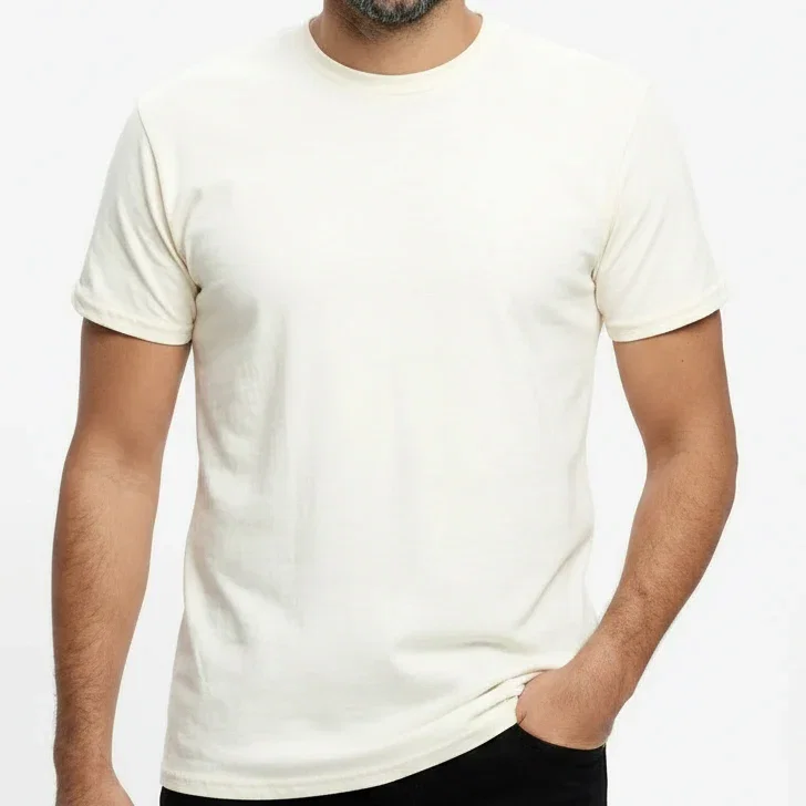Image of "Fielder": Cream Cotton Crew T-Shirt