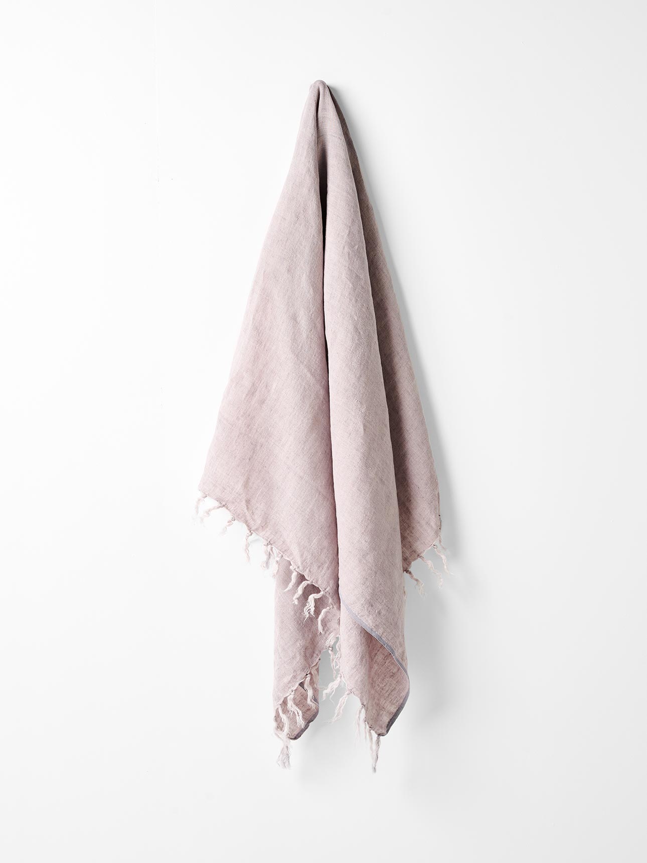 Vintage Linen Fringe Throw in Dusk