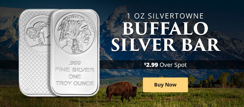 ON SALE: 1 oz SilverTowne Buffalo Silver Bar (New)