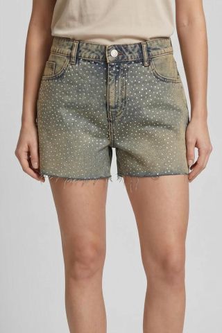 NMHOLLY MID RISE LOOSE STUDDED SHOR 27036854 Light Blue Denim