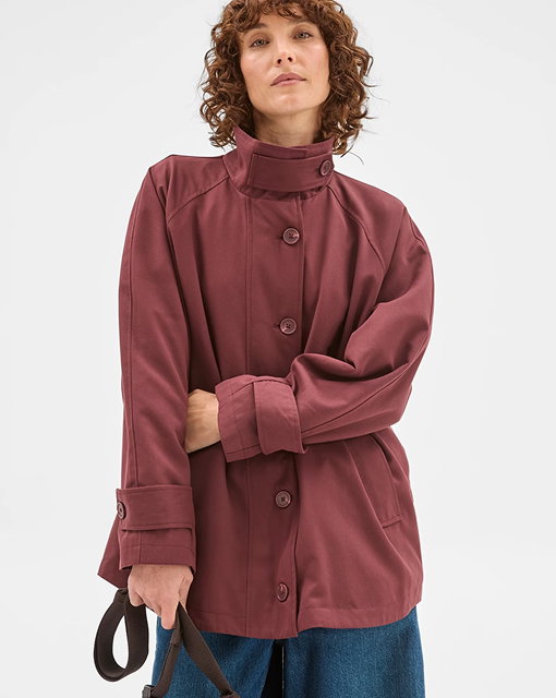 Longline funnel neck coat