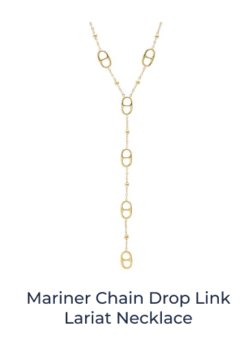 Mariner Chain Drop Link Lariat Necklace