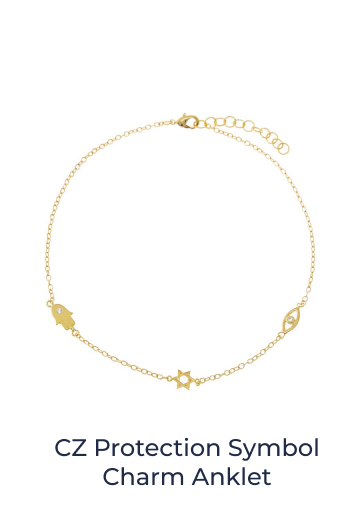 CZ Protection Symbol Charm Anklet