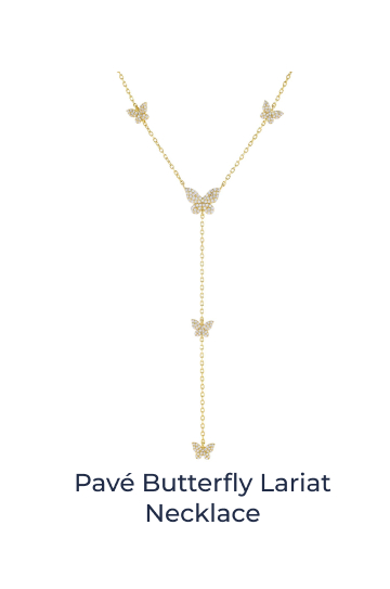Pave Butterfly Lariat Necklace