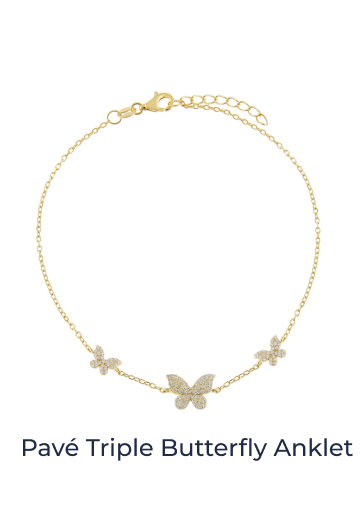 Pave Triple Butterfly Anklet