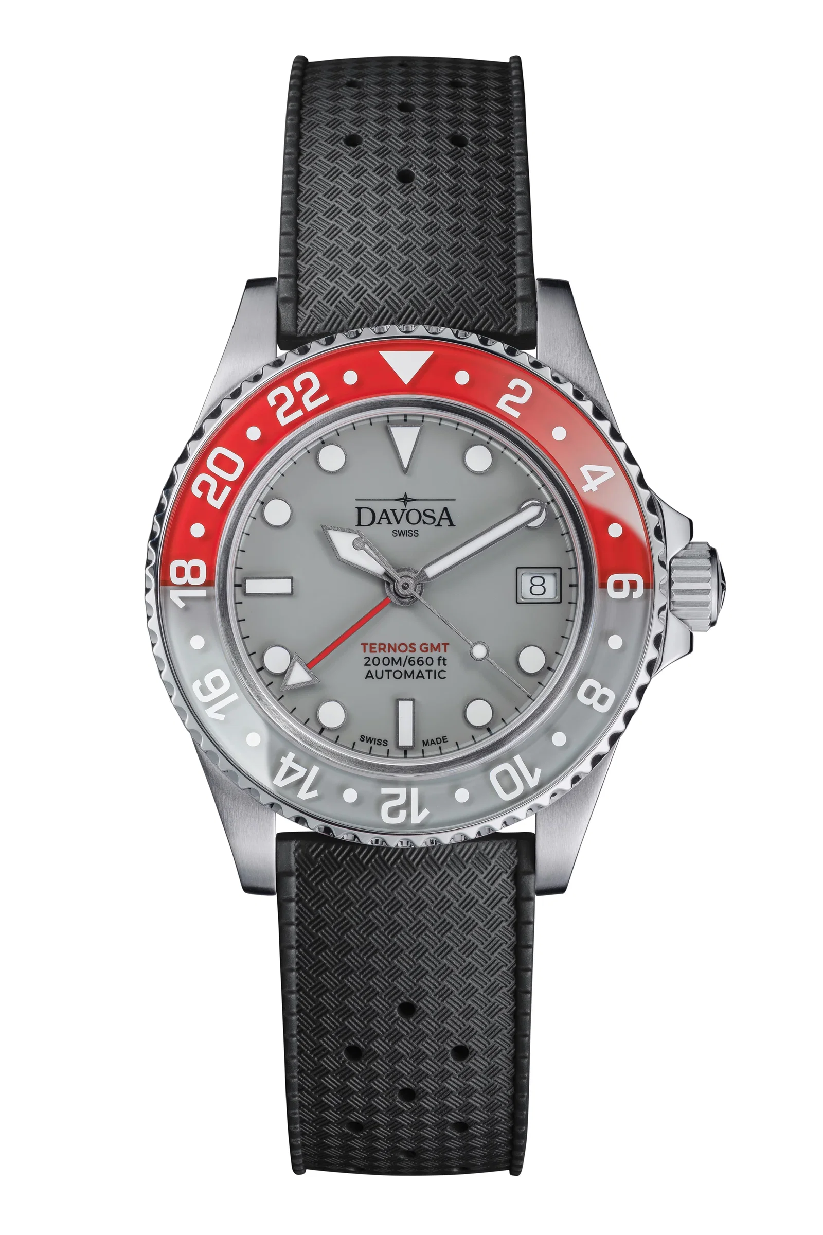 Ternos GMT Lucent Automatic 200m GMT Grey Grey-Red Black Rubber Watch 161.594.55 - 40mm / Grey / Grey-Red / Black Rubber