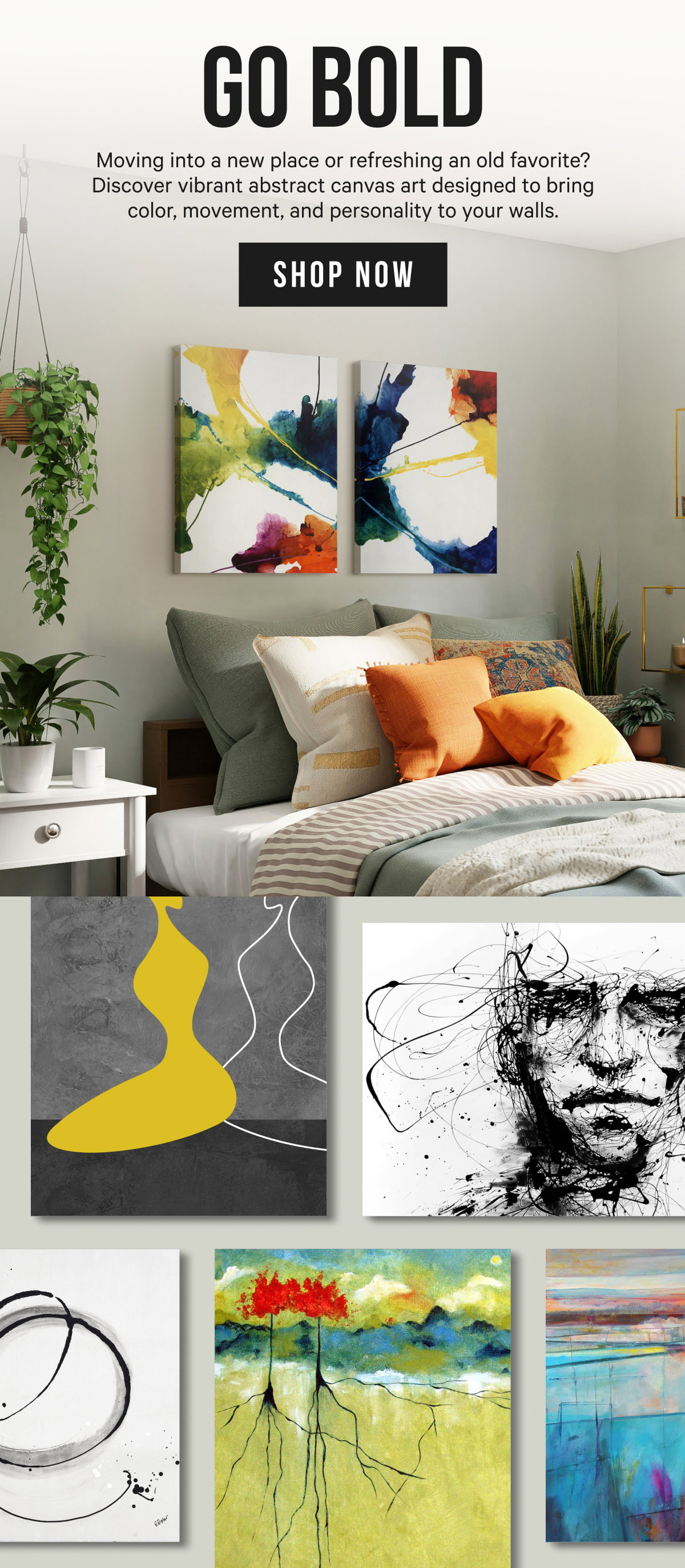 Go Bold: Moving into a new place or refreshing an old favorite? Discover vibrant abstract canvas art designed to bring color, movement, and personality to your walls. 