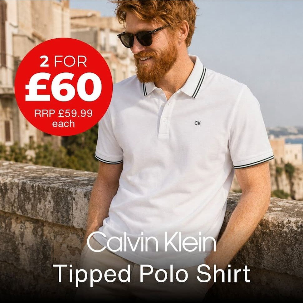 Calvin Klein Mens Campus Tipped Lightweight Golf Polo Shirt