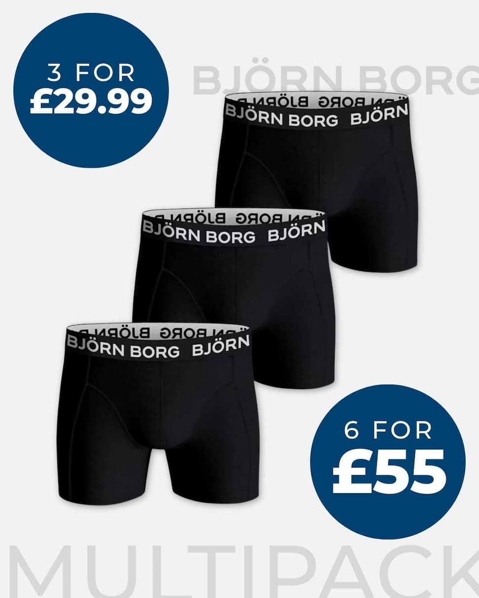 Bjorn Borg Mens Soft Cotton Breathable Stretch Mid Rise 3 Pack Boxer Briefs