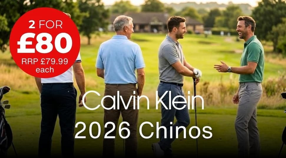 Calvin Klein Mens 2026 Campus Chino Wicking Stretch Trousers