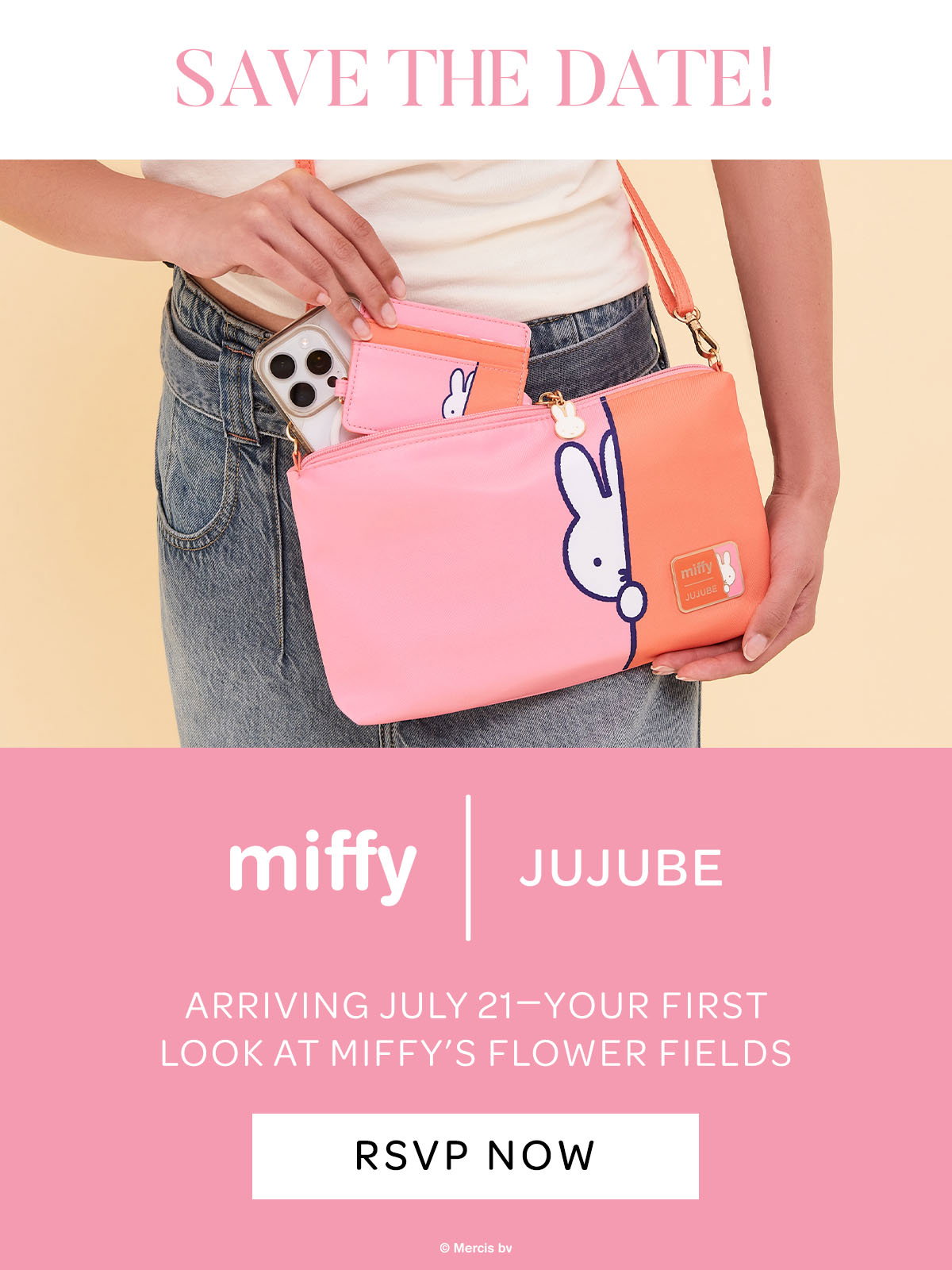 Save the Date! miffy | JuJuBe Arriving July 21 – Your first look at Miffy's Flower Fields. RSVP NOW. 