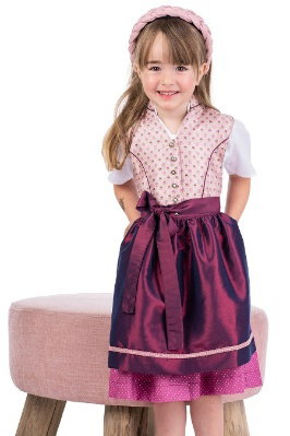 Kinderdirndl 3tlg. - TALISA - altrosa/bordeaux