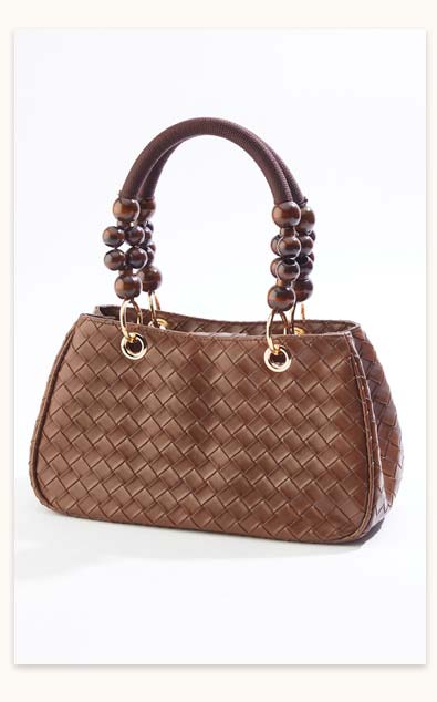 Shop Woven Beaded Handle Satchel