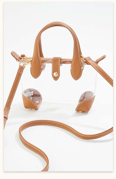 Shop Clear Faux Leather Trim Crossbody