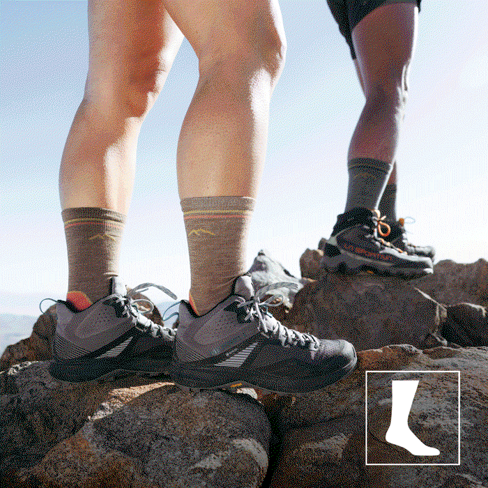Shop the Light Hiker - hikers wearing the Light Hiker in no show, quarter, micro crew, and boot heights