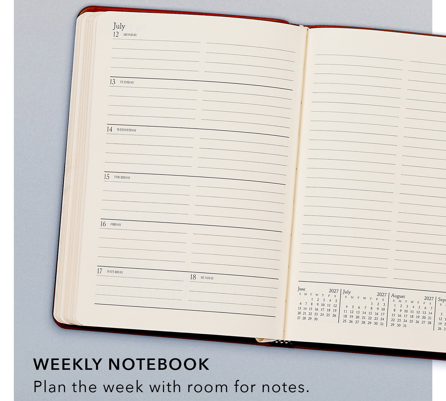 Weekly Notebook, Plan the week with room for notes.