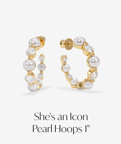 She's an Icon Pearl Hoops 1"