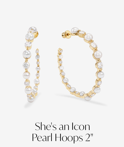 She's an Icon Pearl Hoops 2"