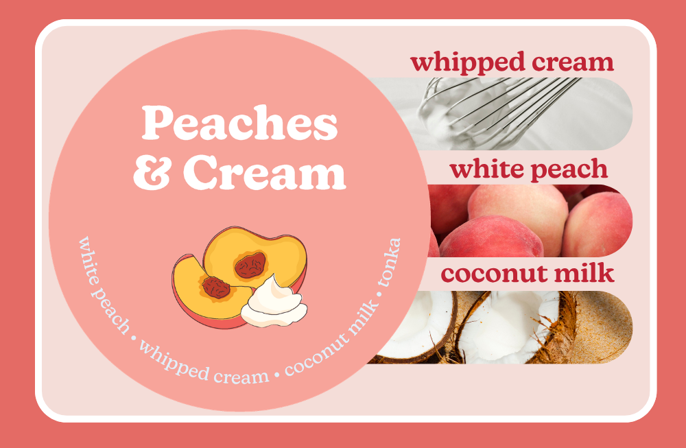 notes of: whipped cream, white peach, and coconut milk