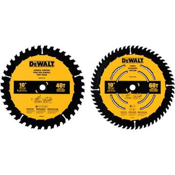 DEWALT 10in. 40T and 10in. 60T Miter Saw Blades, 2 Pcs., Model# DWA110CMB