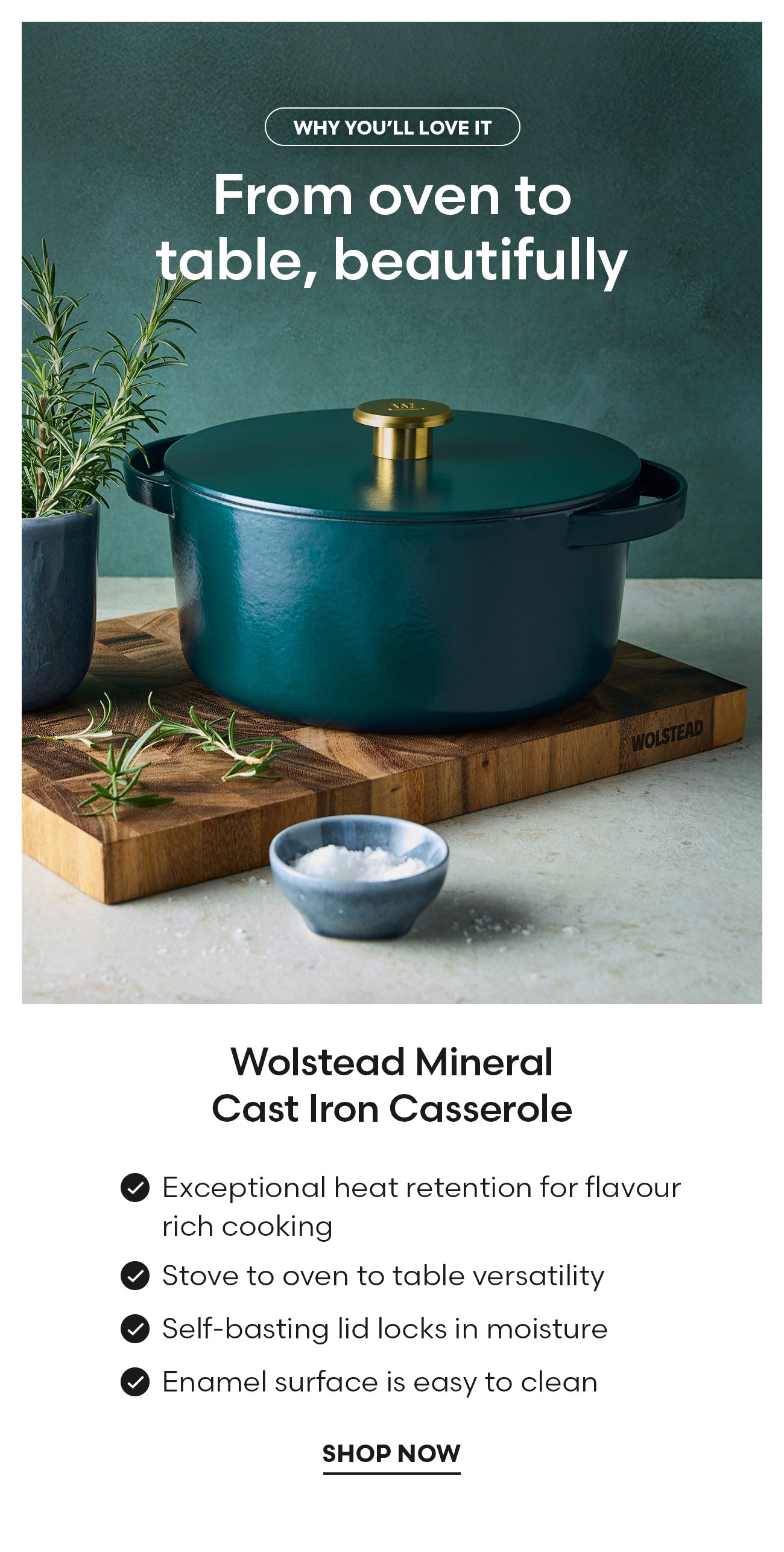 Wolstead Mineral Cast Iron Casserole