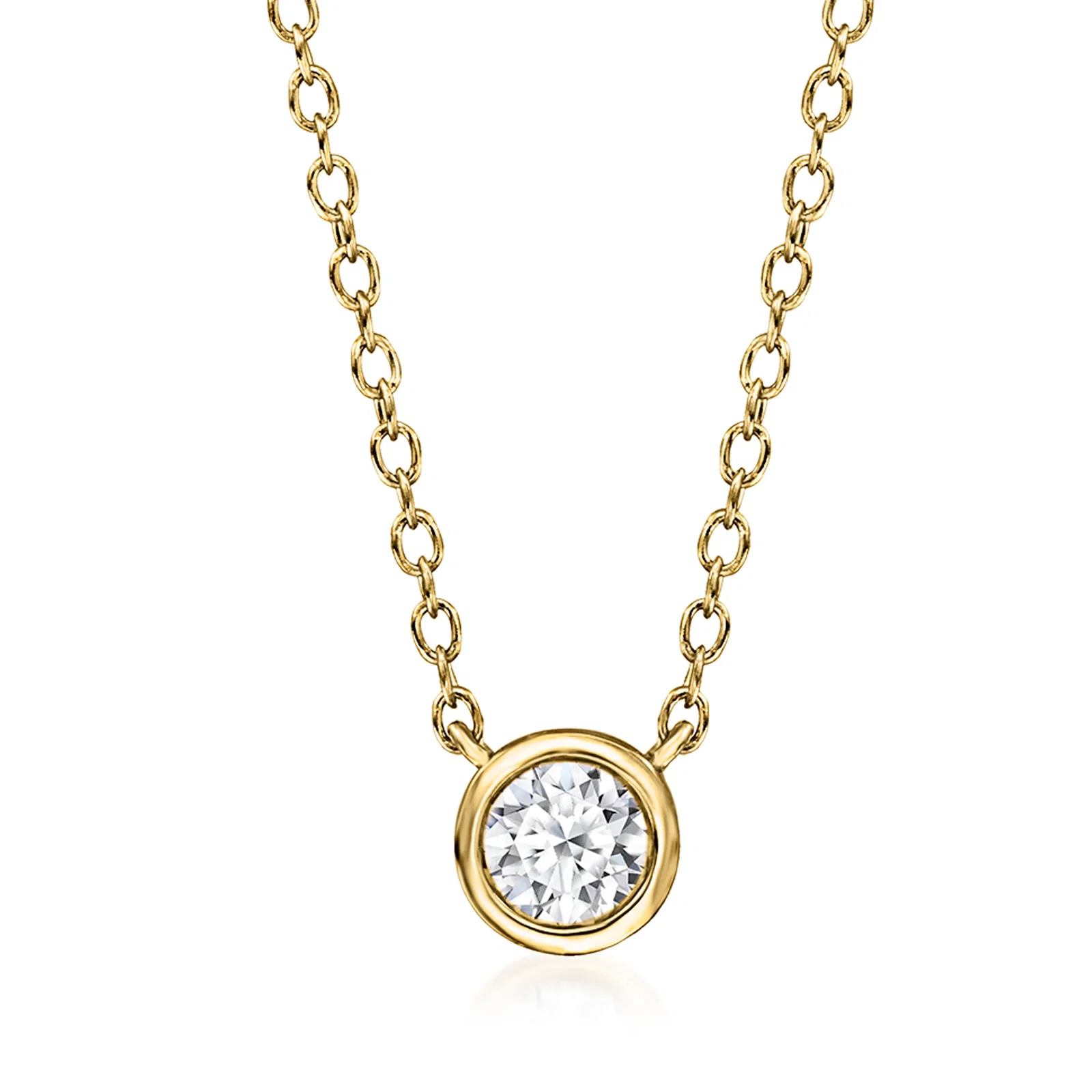 Image of 0.15 Carat Bezel-Set Lab-Grown Diamond Necklace in 18kt Gold Over Sterling