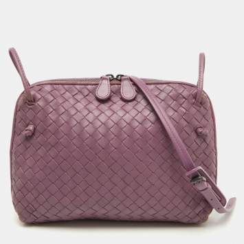 Mauve Purple Intrecciato Leath