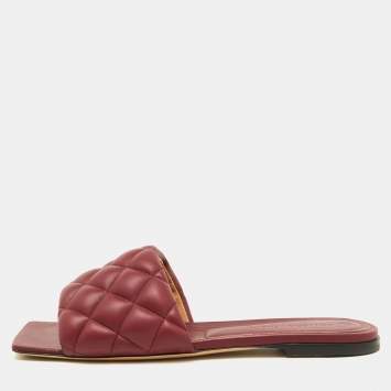 Burgundy Leather Lido Flat Sli