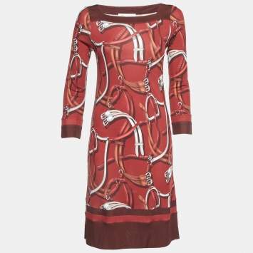 Equestrian Dark Red Printed Je