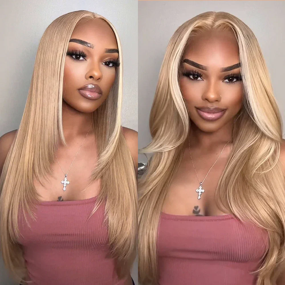 Megalook Bogo Free 6x5 Pre-Cut Lace Milk Tea Brown With Highlight Straight Wigs Invisible Knots Natural Hairline