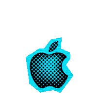 Apple logo cutout sticker jiggles between colorful graduation cap emoji stickers back to Apple logo cutout sticker