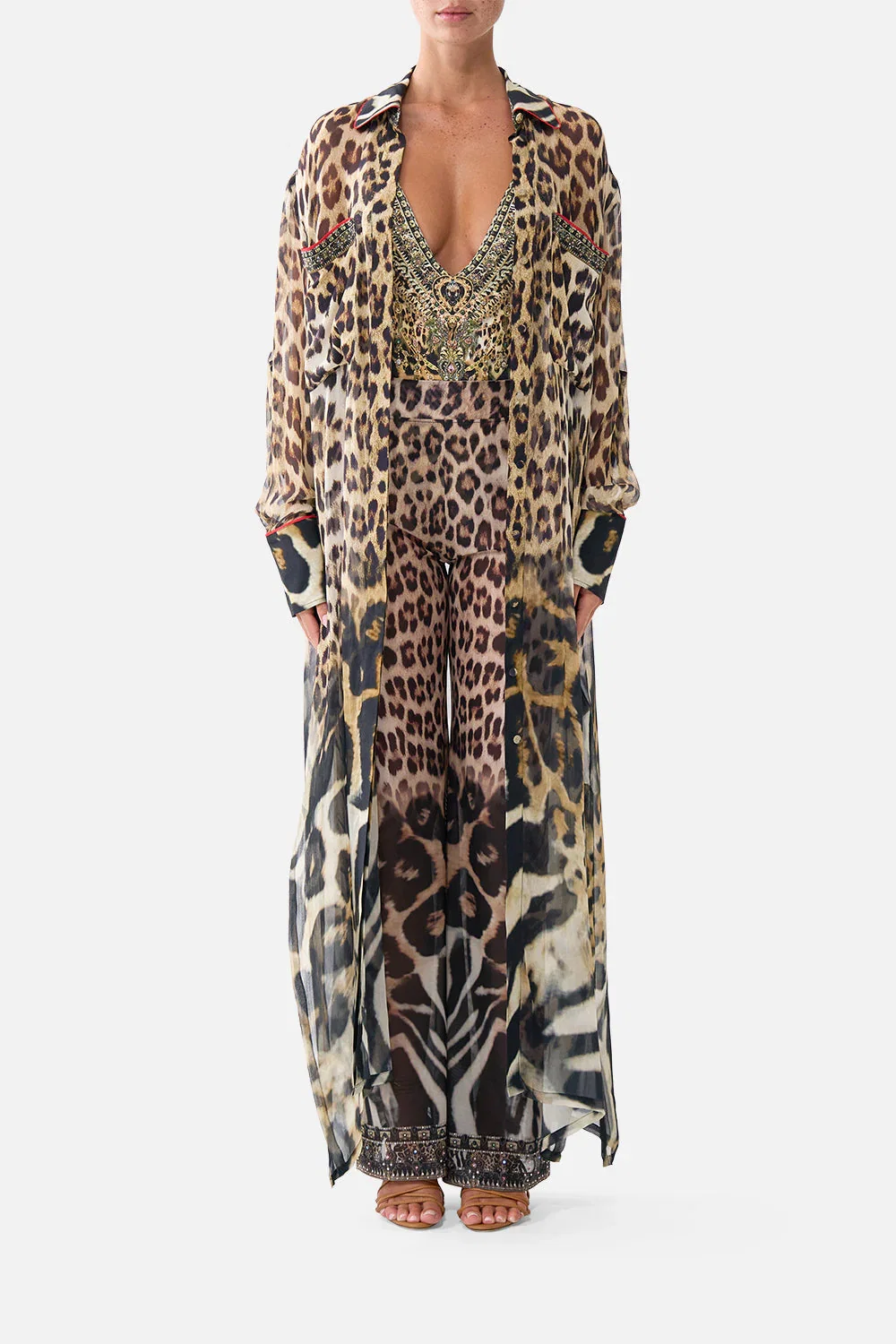 Image of BUTTON FRONT LONG DRESS LEOTIGRA LAND