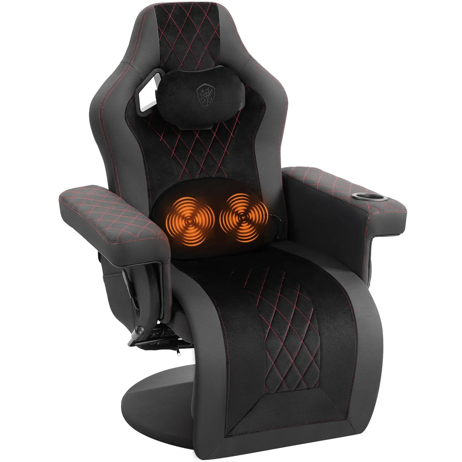 Dowinx 66D3 Wide Office Chair with Massage & Recline-Black & Red
