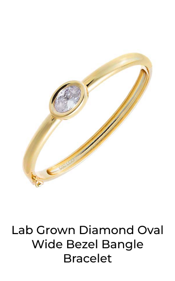 Lab Grown Diamond Oval Wide Bezel Bangle Bracelet