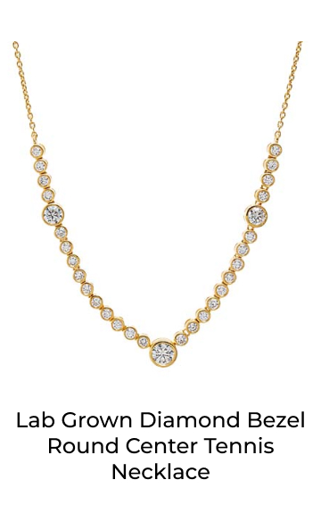 Lab Grown Diamond Bezel Round Center Tennis Necklace