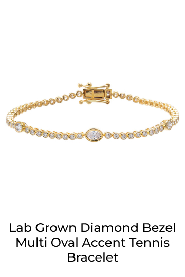 Lab Grown Diamond Bezel Multi Oval Accent Tennis Bracelet