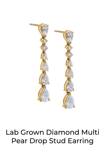 Lab Grown Diamond Multi Pear Drop Stud Earring