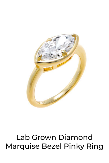 Lab Grown Diamond Marquise Bezel Pinky Ring
